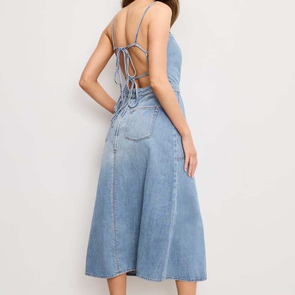 Good American Light Blue Denim Midi Dress - Picture 3 of 4